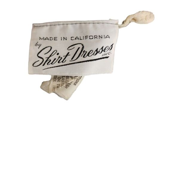 Vintage 70s Shirt Dress Womens Size XL Black White Floral Maxi Dagger Collar - Picture 7 of 8